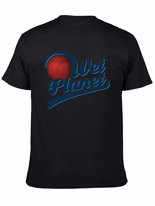 Camiseta Negra Wet Planet con Diseño Espacial Retro