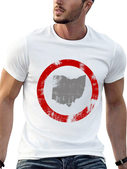 Camiseta Ohio con Círculo Rojo - Estilo Casual