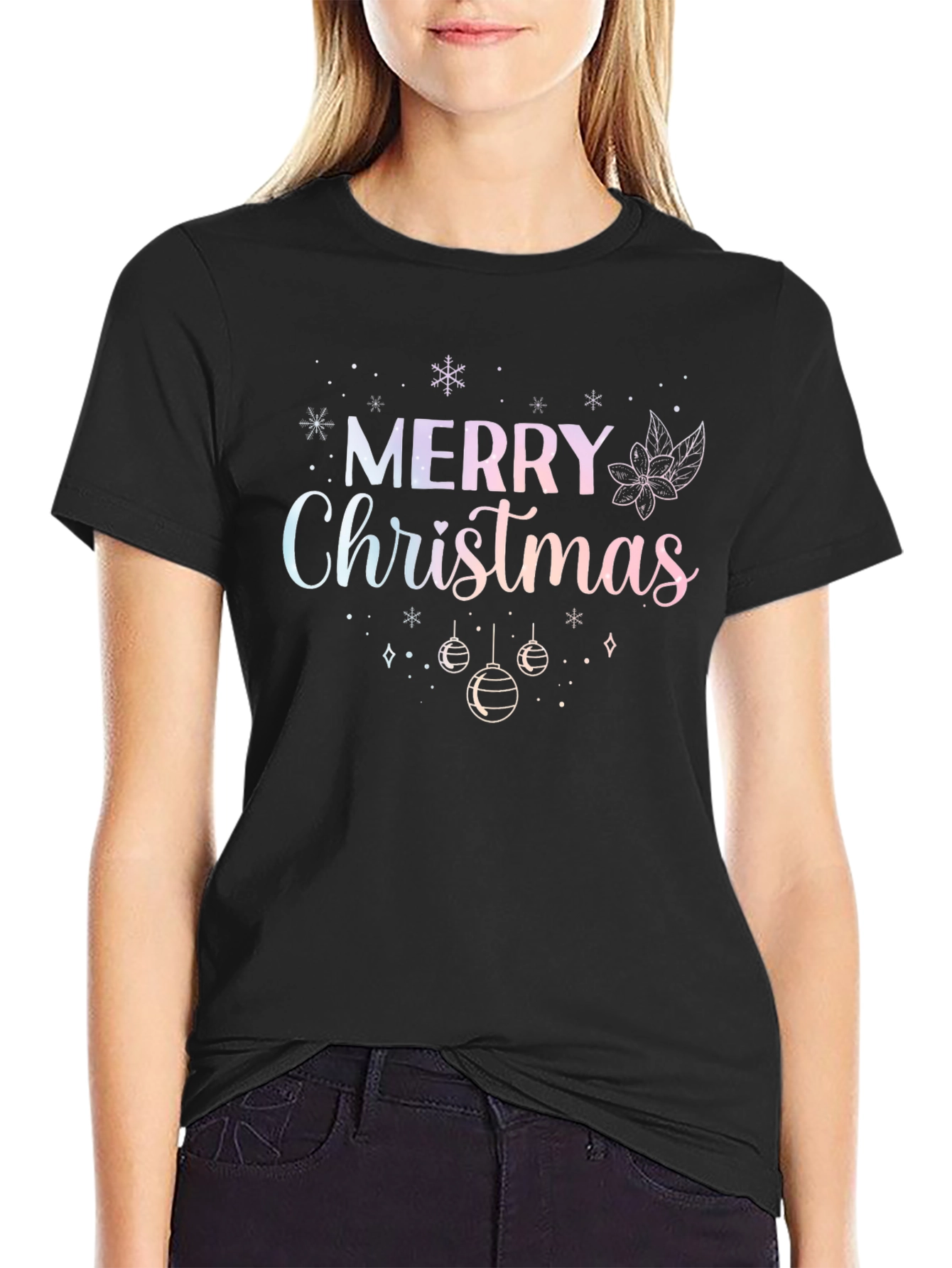 Camiseta Negra Navideña Merry Christmas