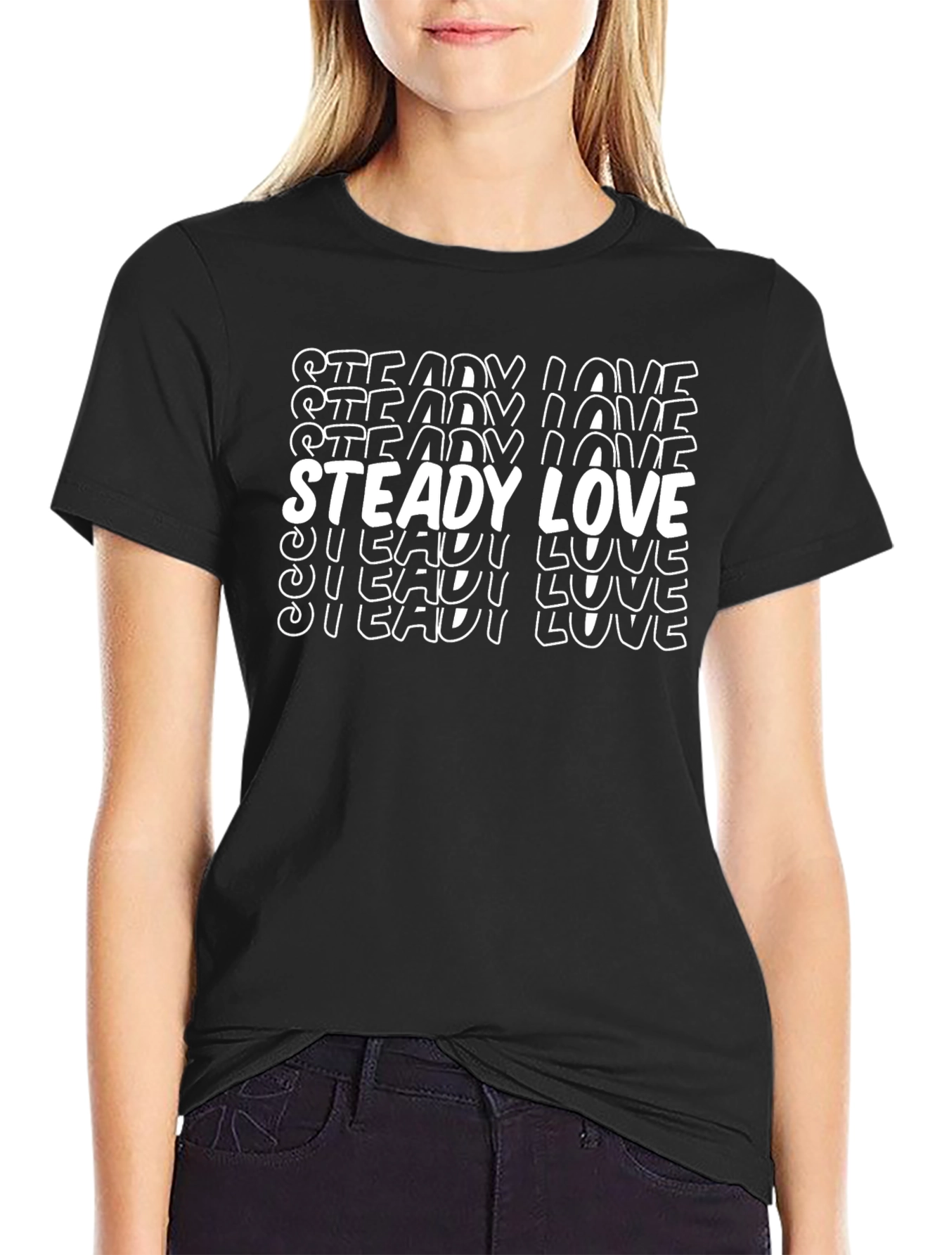 Camiseta Negra con Diseño Steady Love