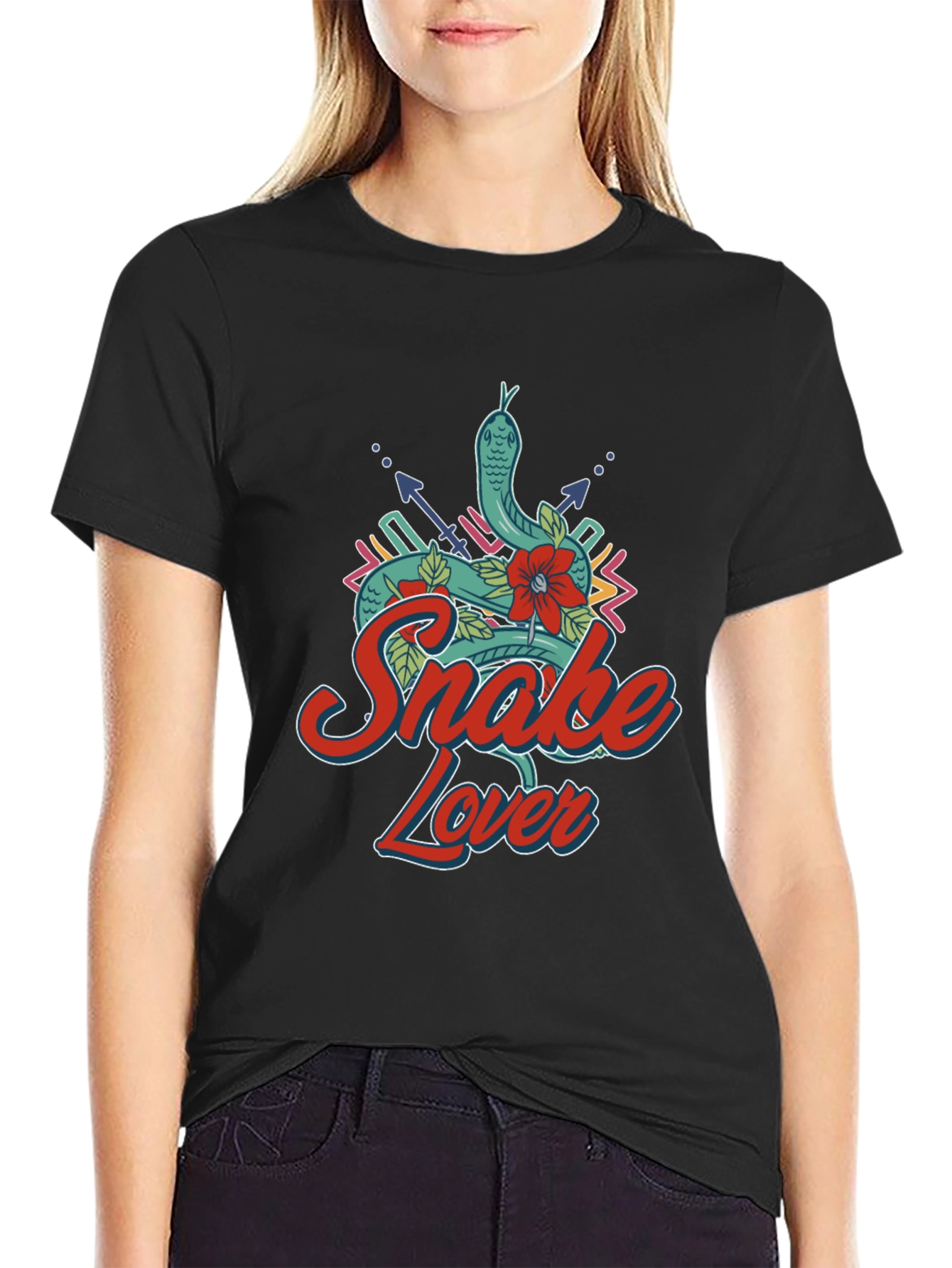 Camiseta Negra Snake Lover Diseño Serpiente