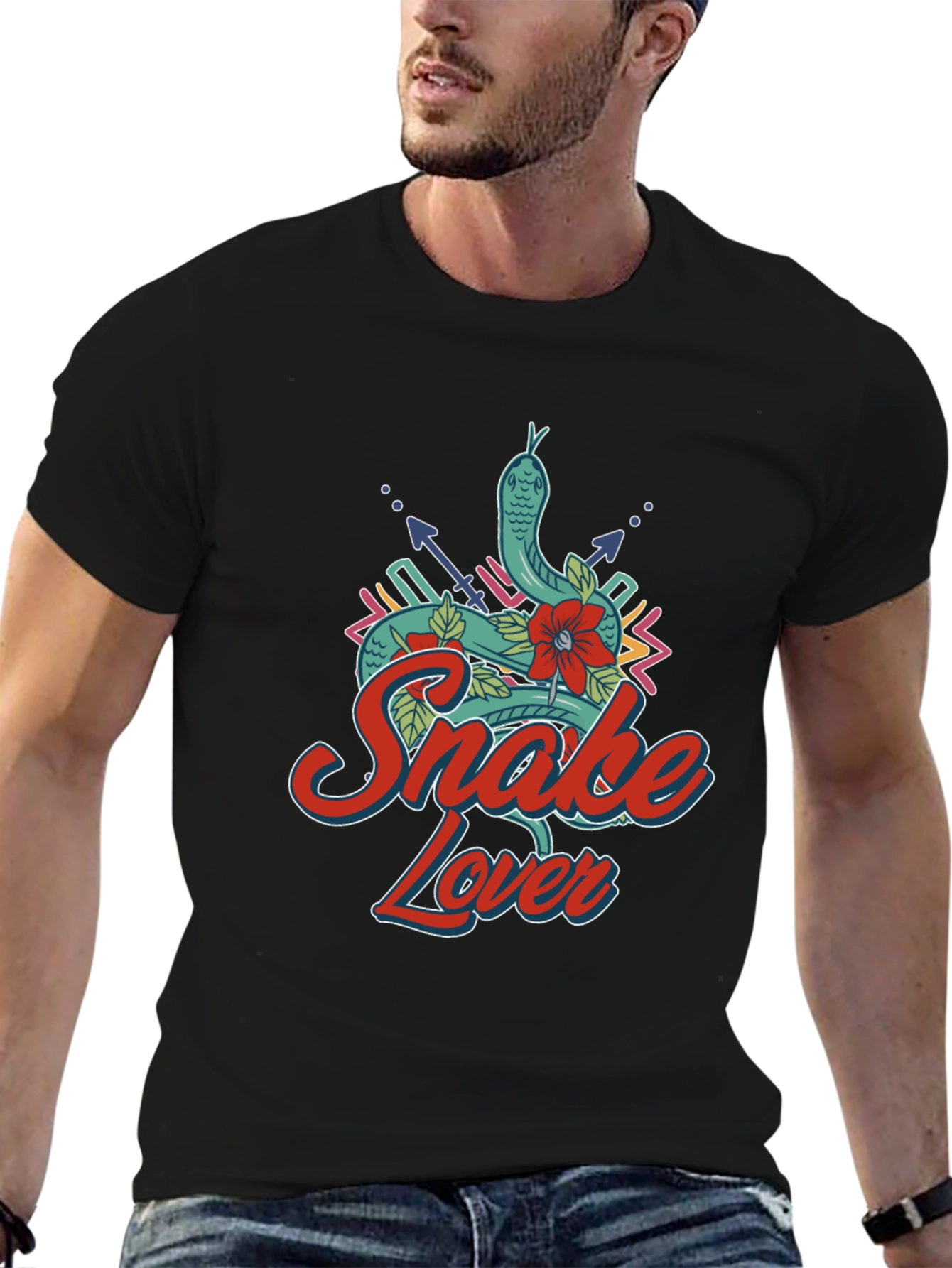 Camiseta Negra Snake Lover Diseño Serpiente