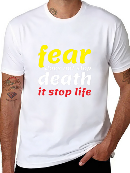 Camiseta Negra con Diseño Fear Stops Life