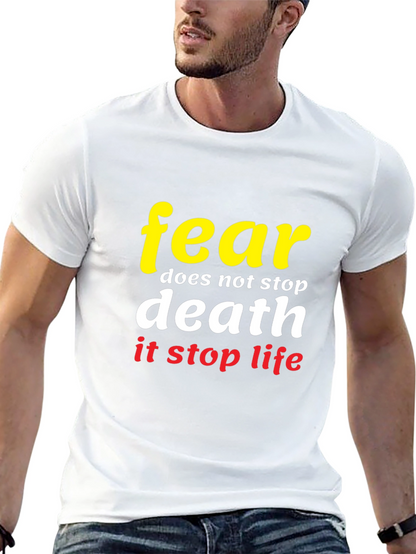 Camiseta Negra con Diseño Fear Stops Life