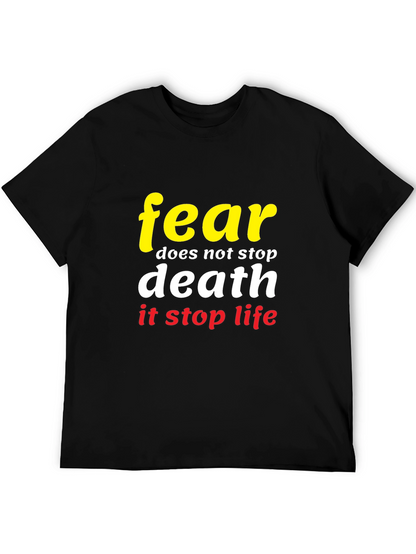 Camiseta Negra con Diseño Fear Stops Life