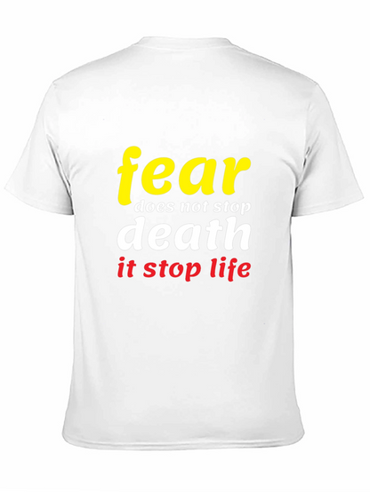 Camiseta Negra con Diseño Fear Stops Life