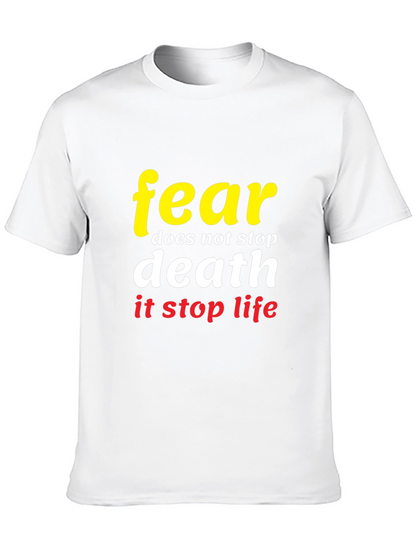 Camiseta Negra con Diseño Fear Stops Life