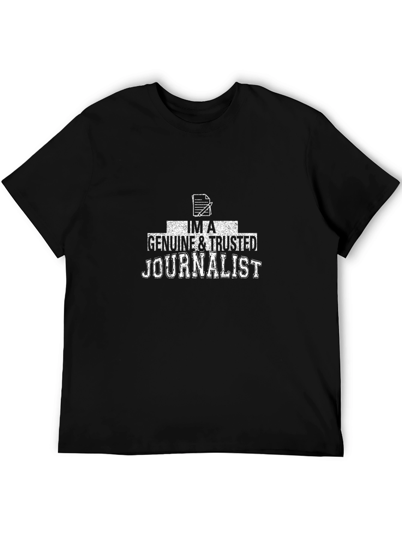Camiseta Negra Periodista Genuino y de Confianza