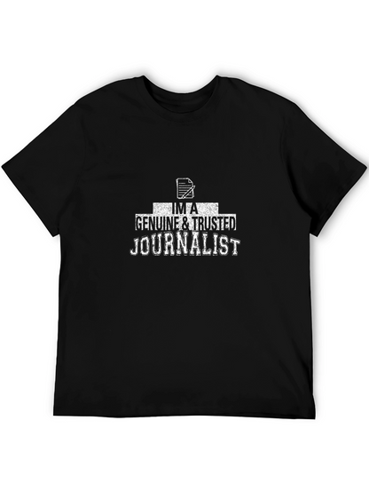 Camiseta Negra Periodista Genuino y de Confianza