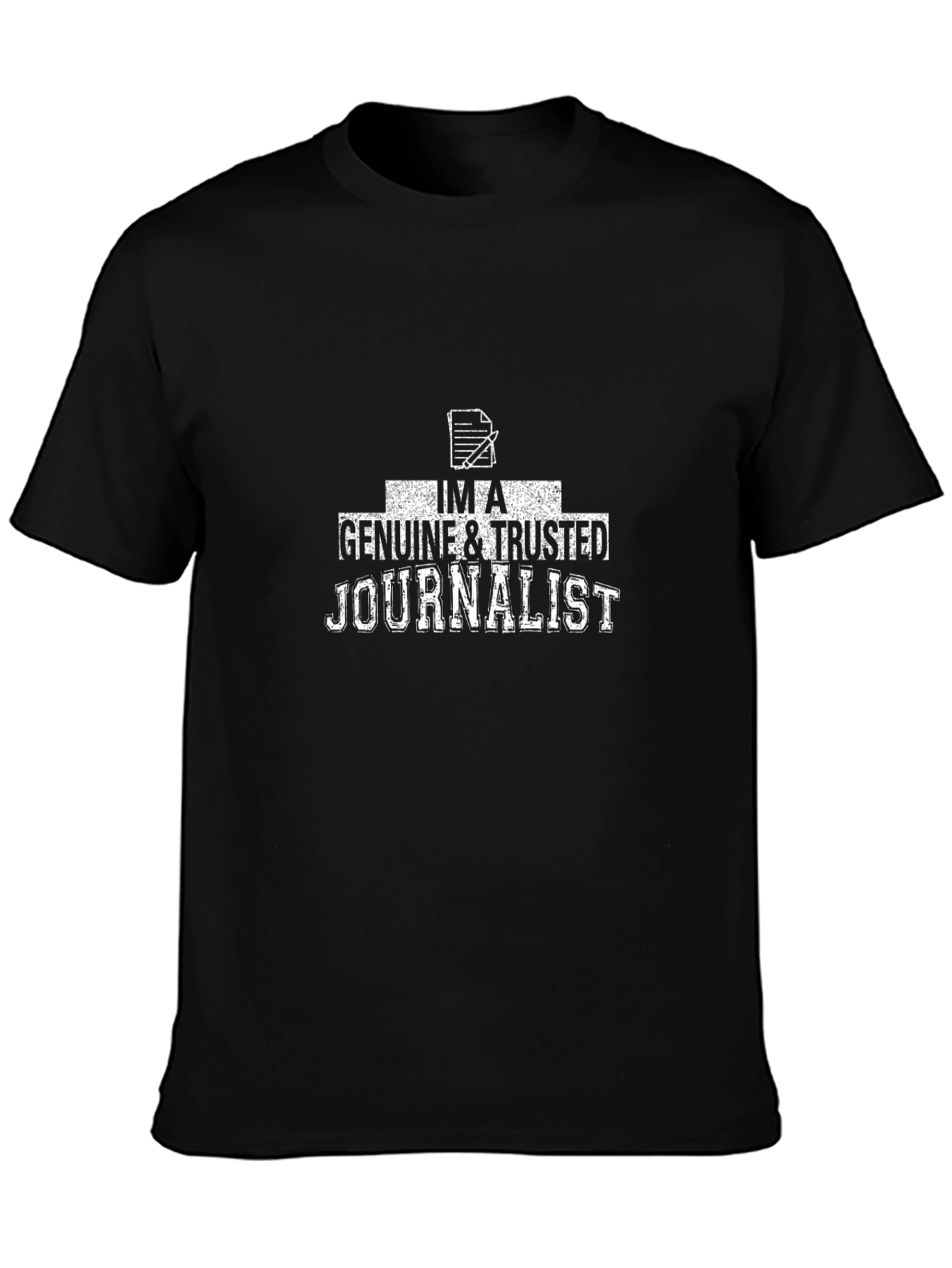 Camiseta Negra Periodista Genuino y de Confianza