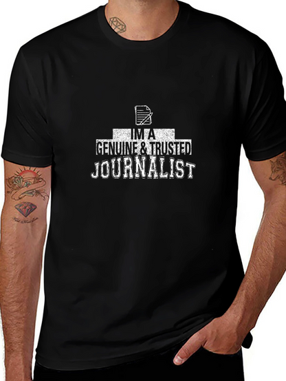 Camiseta Negra Periodista Genuino y de Confianza