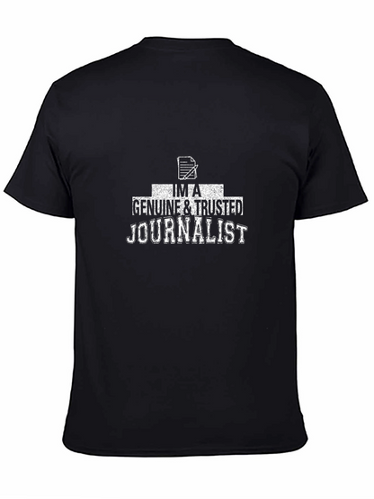 Camiseta Negra Periodista Genuino y de Confianza