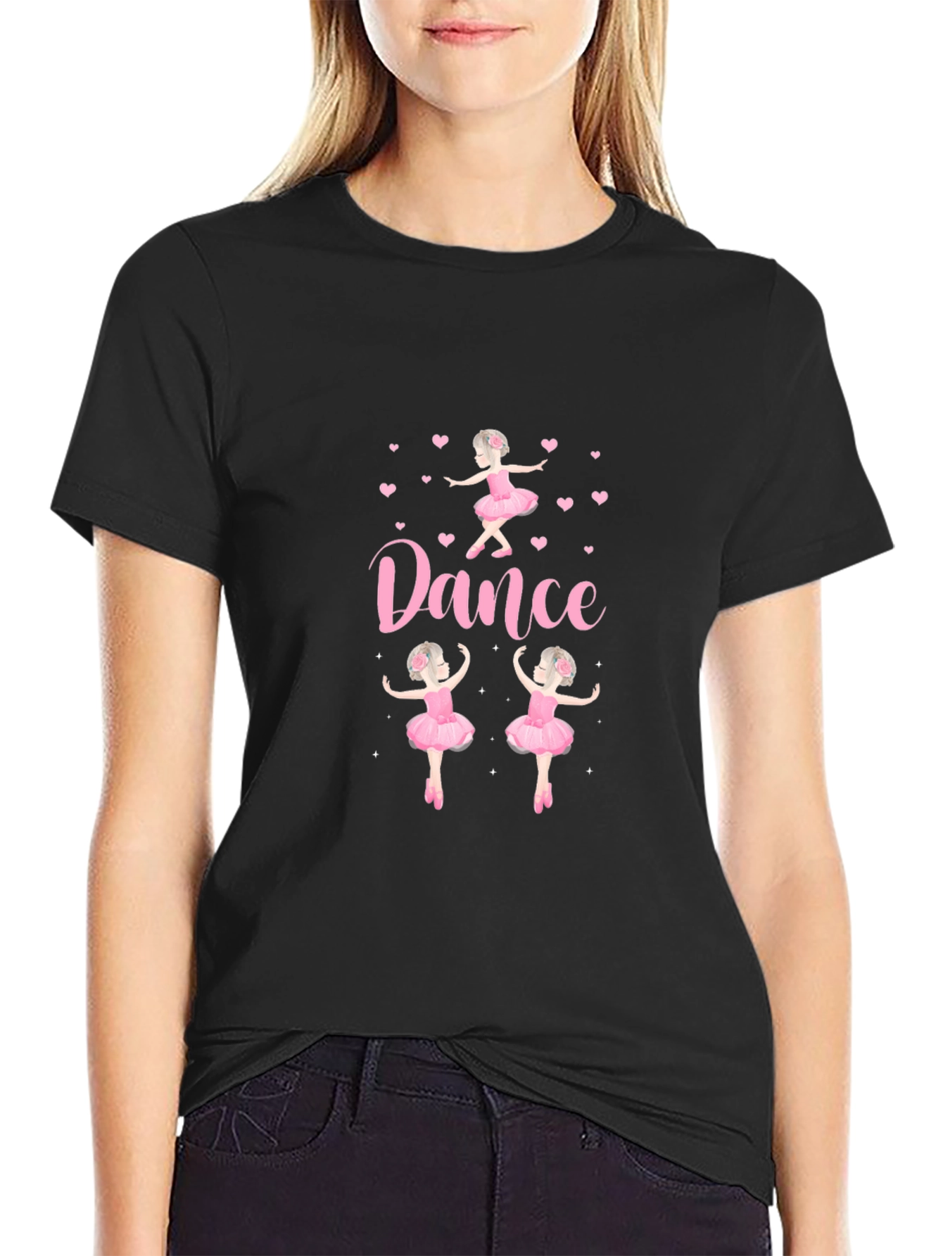 Camiseta Negra con Diseño de Ballet