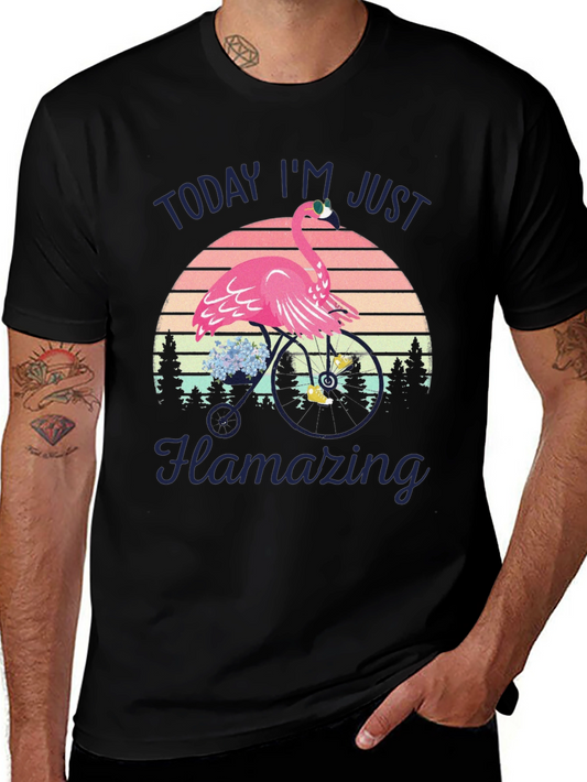 Camiseta Negra con Flamenco Ciclista Flamazing