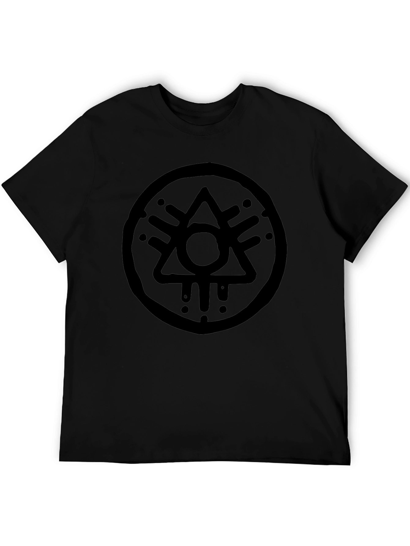Camiseta Negra Hombre con Diseño Circular Abstracto