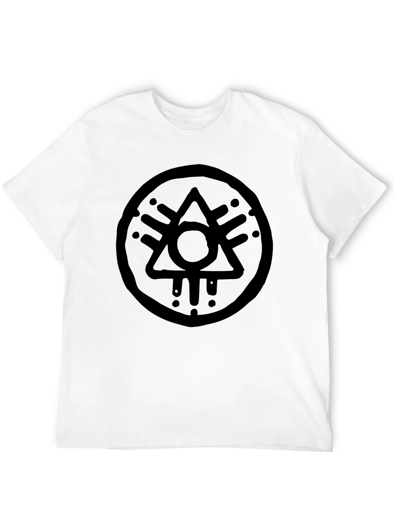 Camiseta Negra Hombre con Diseño Circular Abstracto