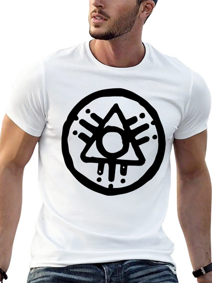 Camiseta Negra Hombre con Diseño Circular Abstracto