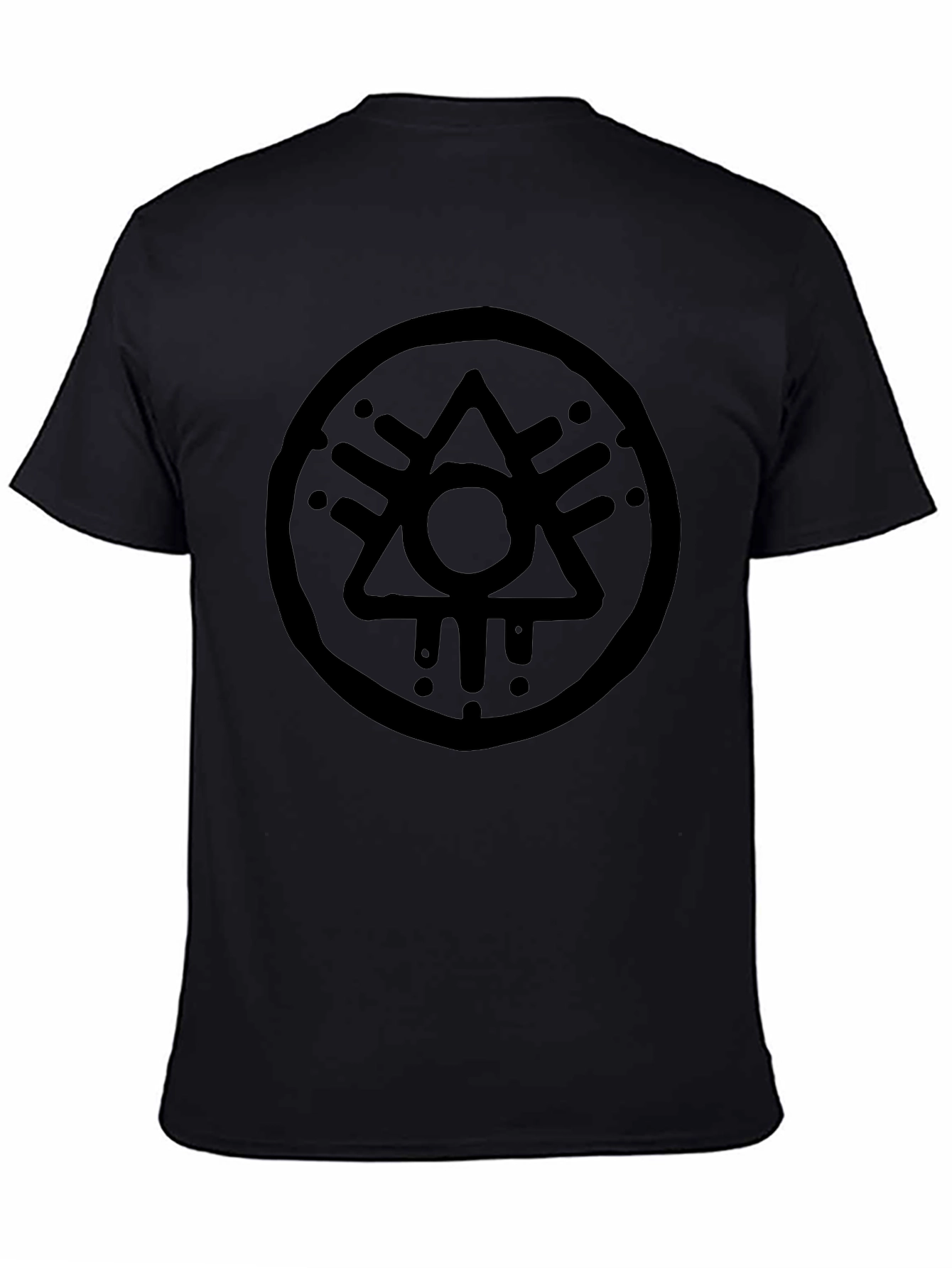 Camiseta Negra Hombre con Diseño Circular Abstracto