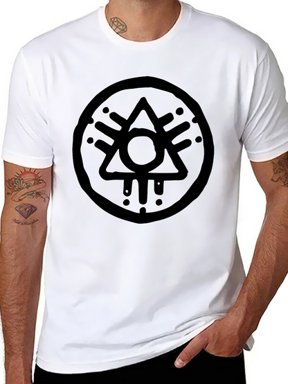 Camiseta Negra Hombre con Diseño Circular Abstracto