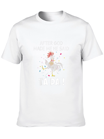 Camiseta Negra con Estampado de Gallo Ta Da