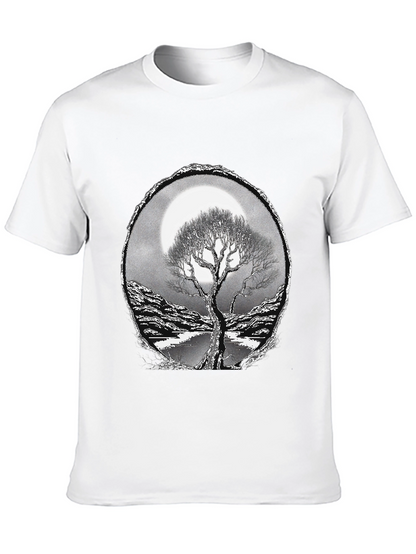 Camiseta Negra con Diseño de Árbol y Luna