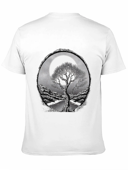 Camiseta Negra con Diseño de Árbol y Luna