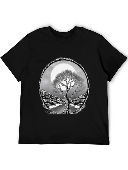 Camiseta Negra con Diseño de Árbol y Luna
