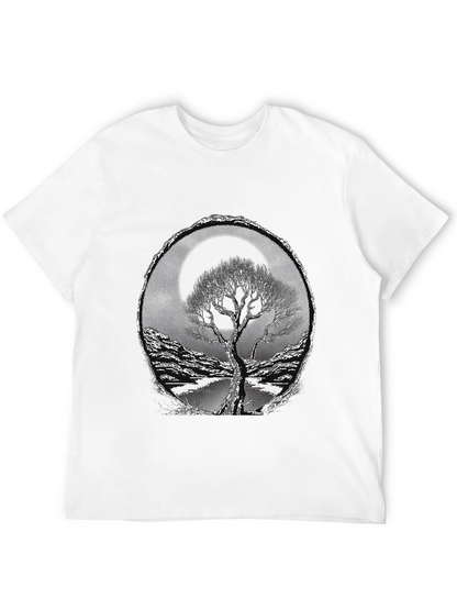 Camiseta Negra con Diseño de Árbol y Luna