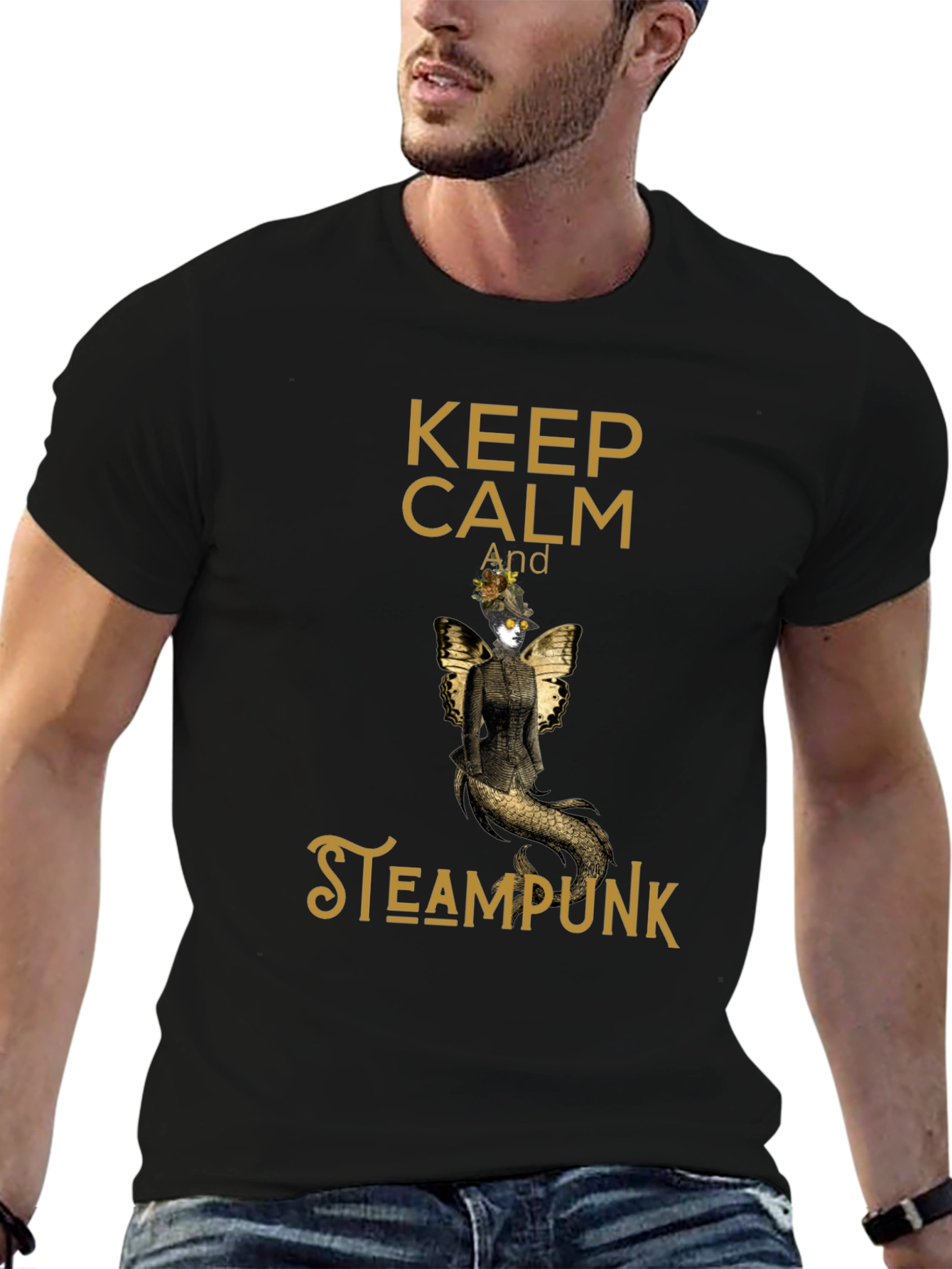 Camiseta Negra Steampunk Keep Calm
