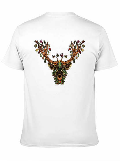 Camiseta Negra con Diseño de Ciervo Floral