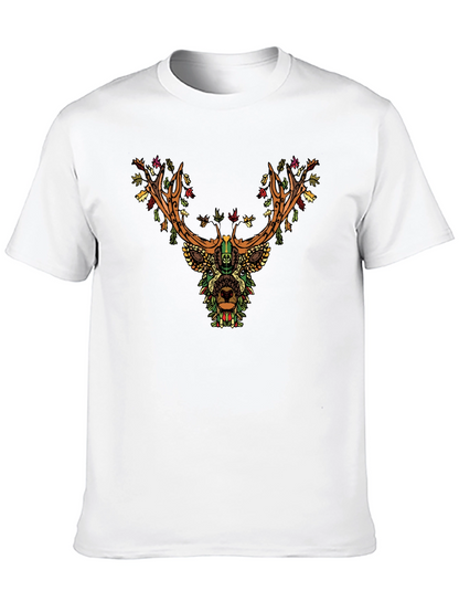 Camiseta Negra con Diseño de Ciervo Floral