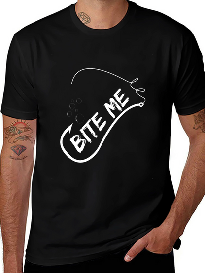 Camiseta Negra Bite Me Pesca Divertida