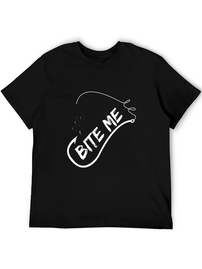 Camiseta Negra Bite Me Pesca Divertida