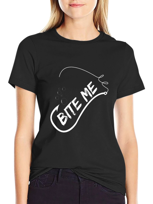 Camiseta Negra Bite Me Pesca Divertida