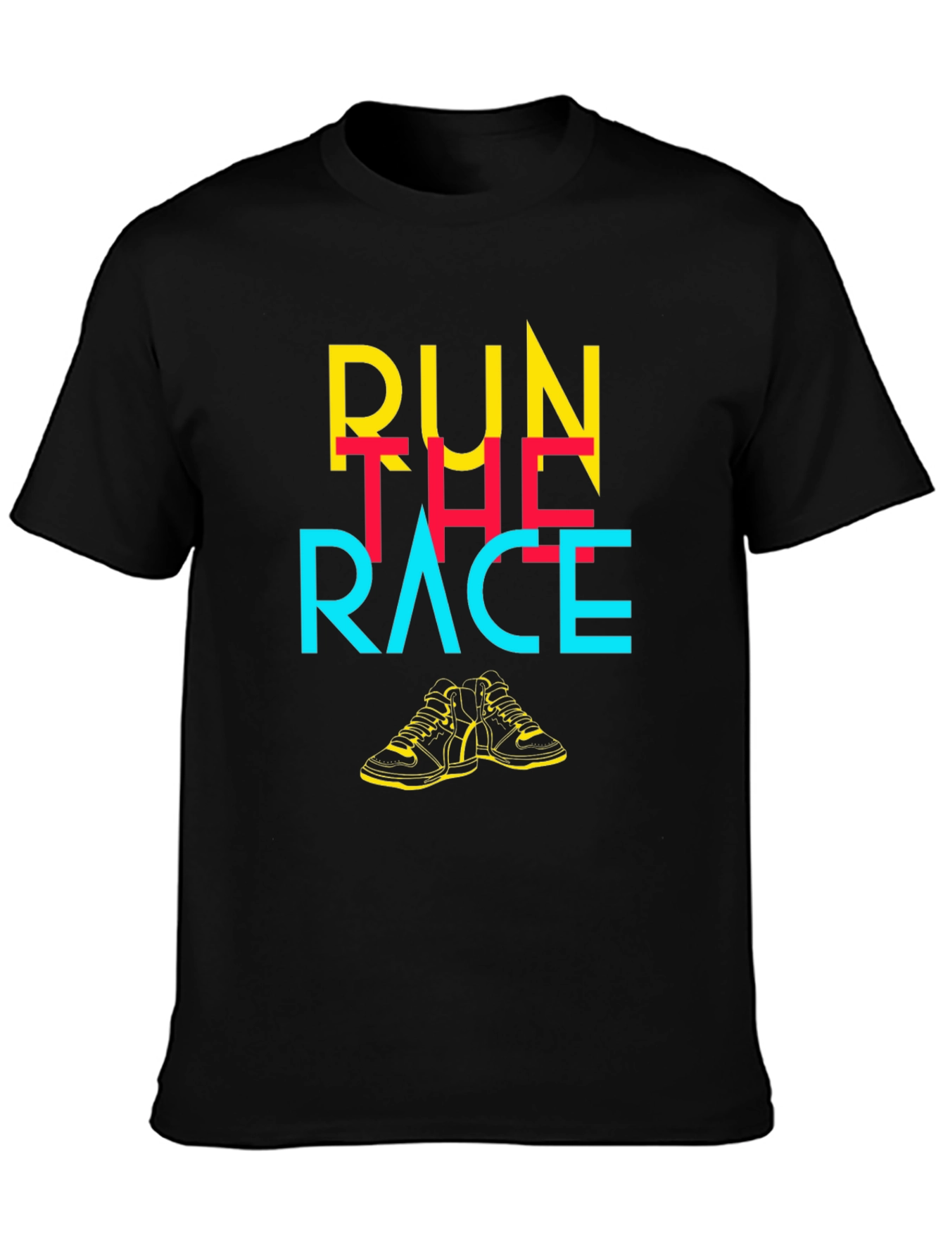 Camiseta Negra con Diseño Gráfico Run The Race