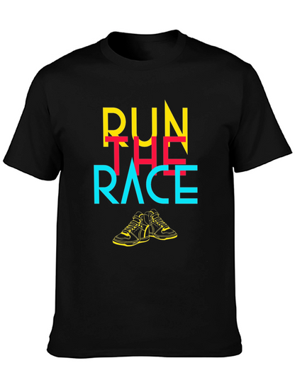 Camiseta Negra con Diseño Gráfico Run The Race