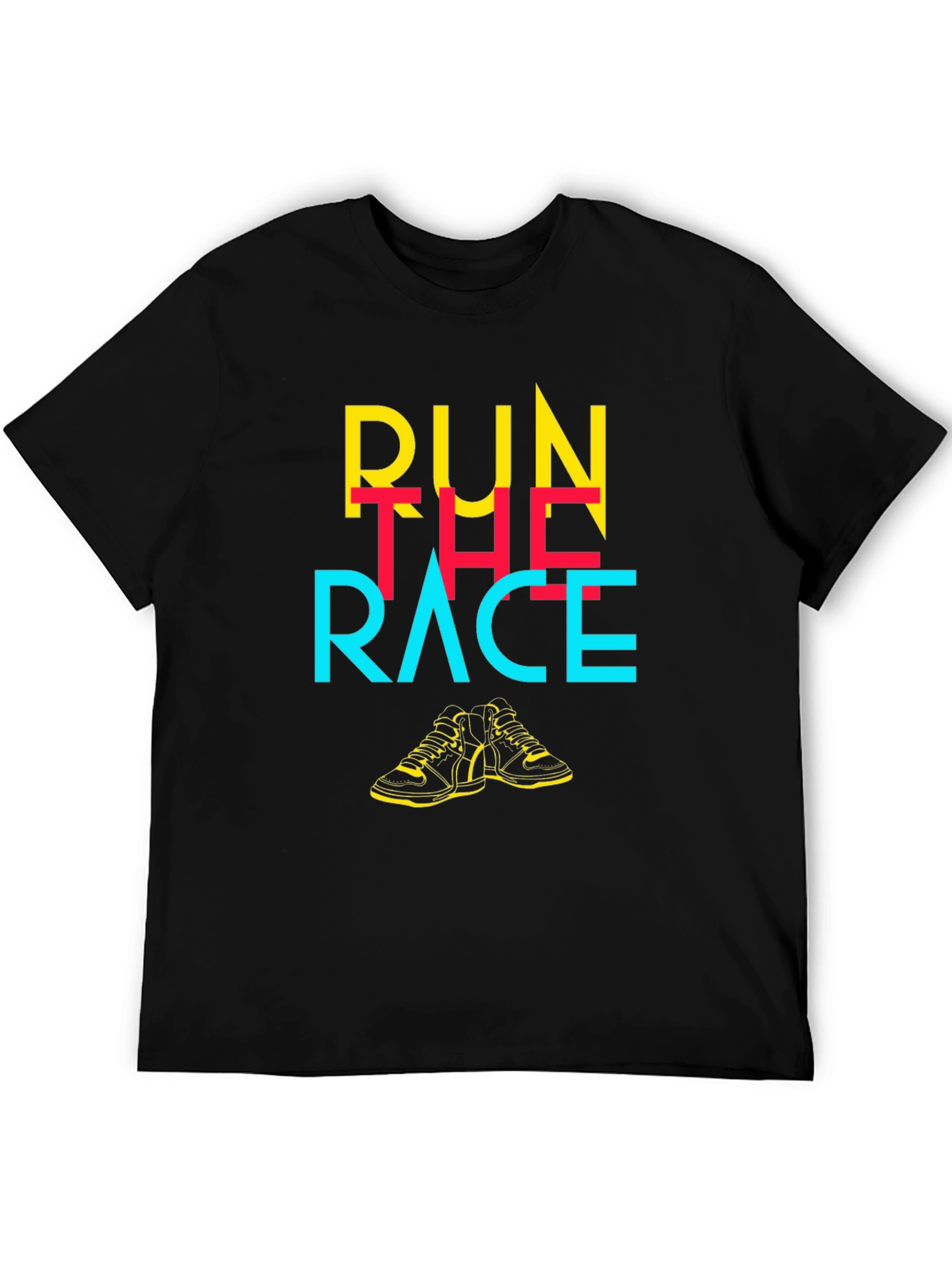 Camiseta Negra con Diseño Gráfico Run The Race