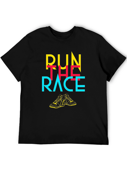 Camiseta Negra con Diseño Gráfico Run The Race