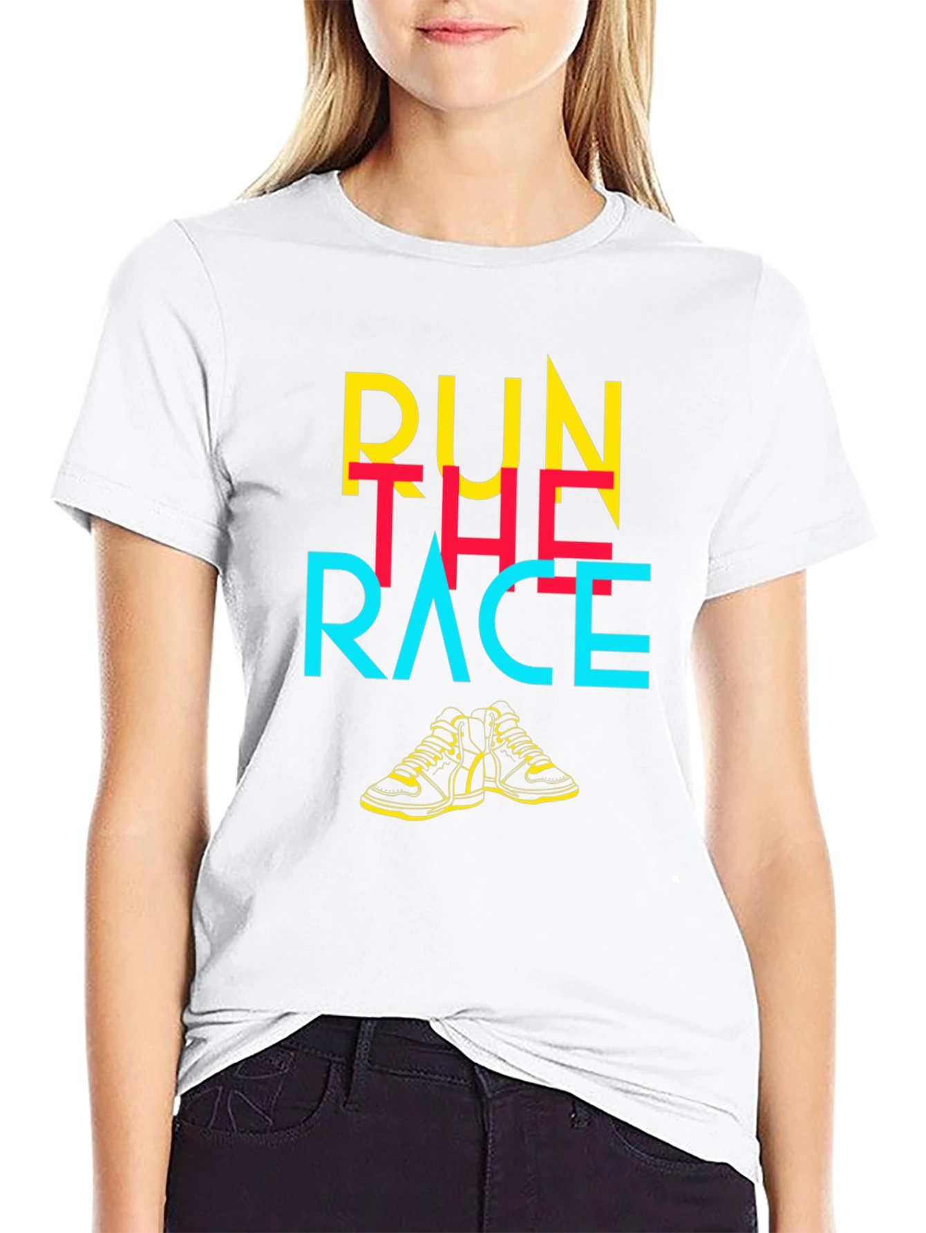 Camiseta Negra con Diseño Gráfico Run The Race