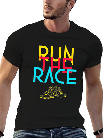 Camiseta Negra con Diseño Gráfico Run The Race