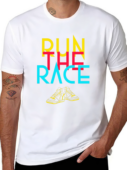 Camiseta Negra con Diseño Gráfico Run The Race
