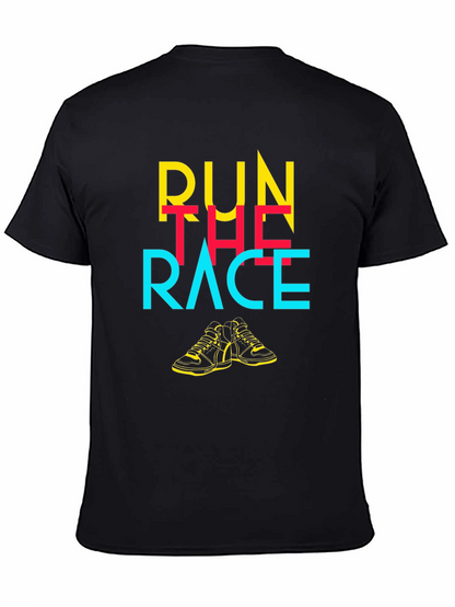 Camiseta Negra con Diseño Gráfico Run The Race