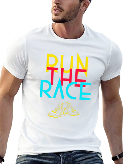 Camiseta Negra con Diseño Gráfico Run The Race