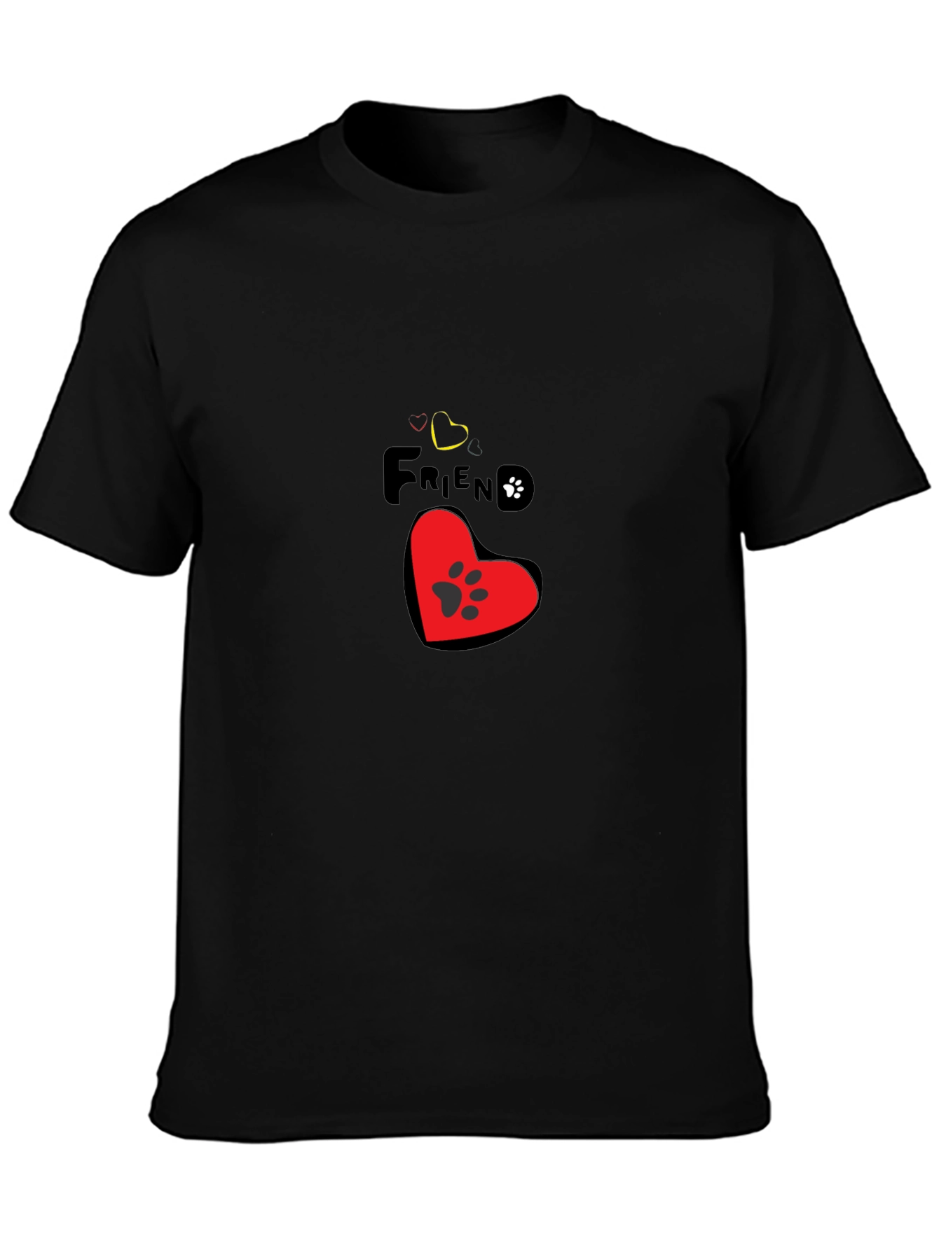 Camiseta Negra Amigo Huella para Amantes de Mascotas