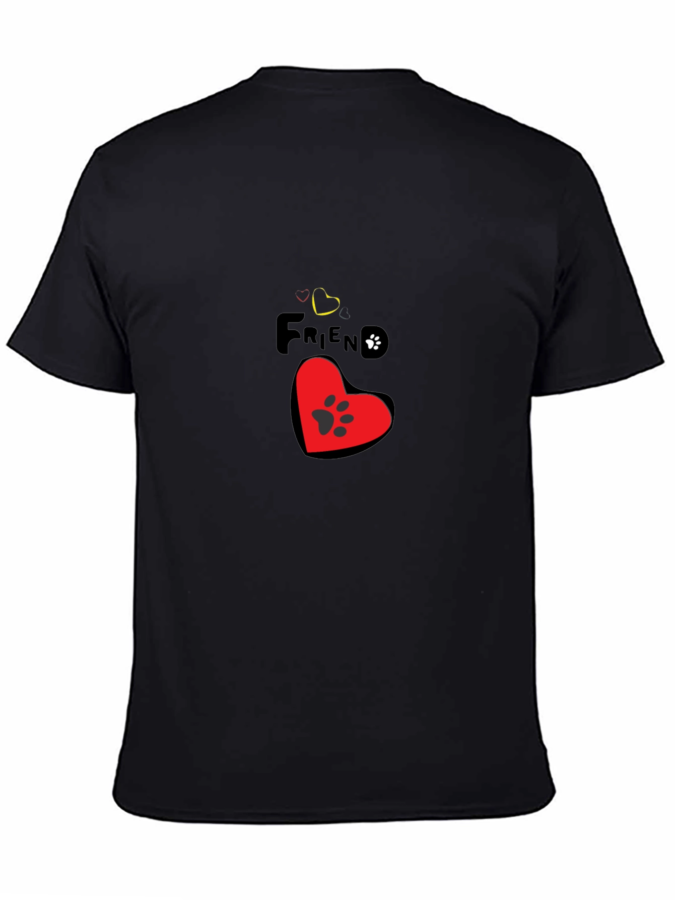 Camiseta Negra Amigo Huella para Amantes de Mascotas