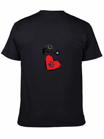 Camiseta Negra Amigo Huella para Amantes de Mascotas