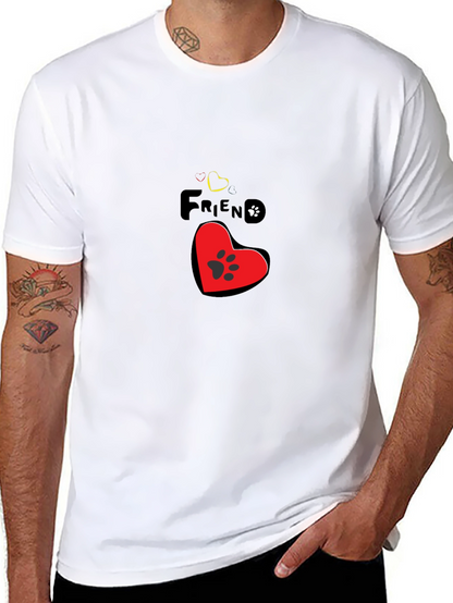 Camiseta Negra Amigo Huella para Amantes de Mascotas