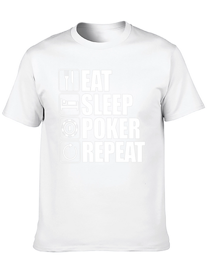Camiseta Hombre Eat Sleep Poker Repeat - Negra