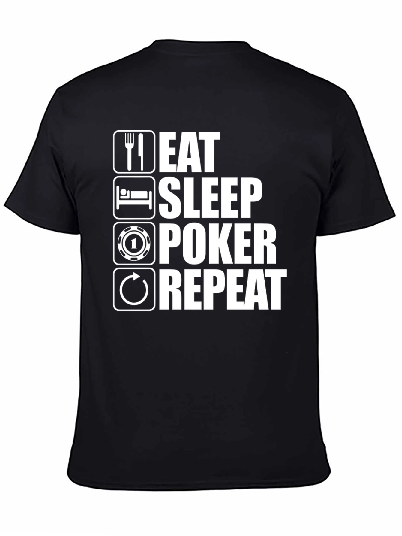 Camiseta Hombre Eat Sleep Poker Repeat - Negra