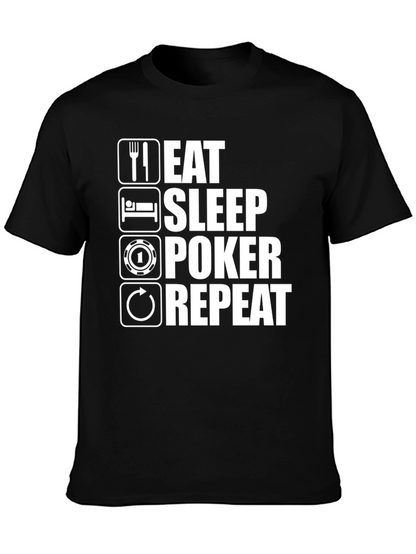 Camiseta Hombre Eat Sleep Poker Repeat - Negra